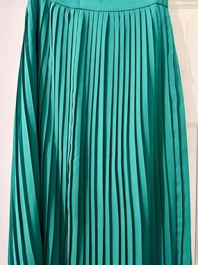 J. Crew Pleated Midi Skirt in Teal Green
